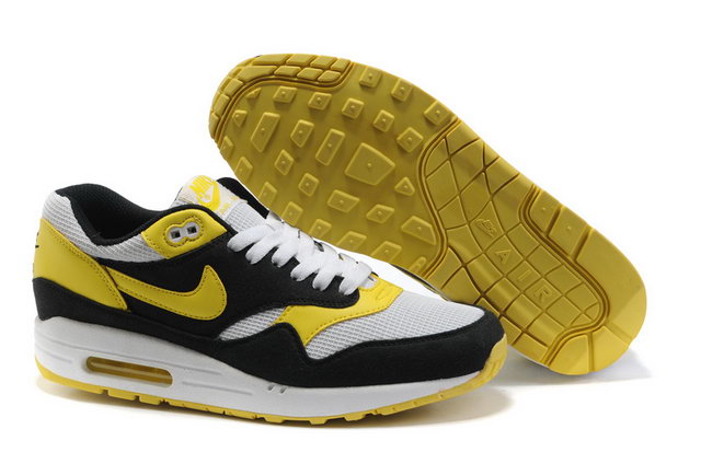 Mens Nike Air Max 87 Premium Black White Yellow